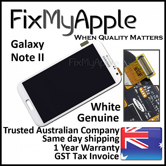 Samsung Galaxy Note 2 N7100 N7105 LCD Touch Screen Digitizer Assembly - White OEM (With Adhesive)
